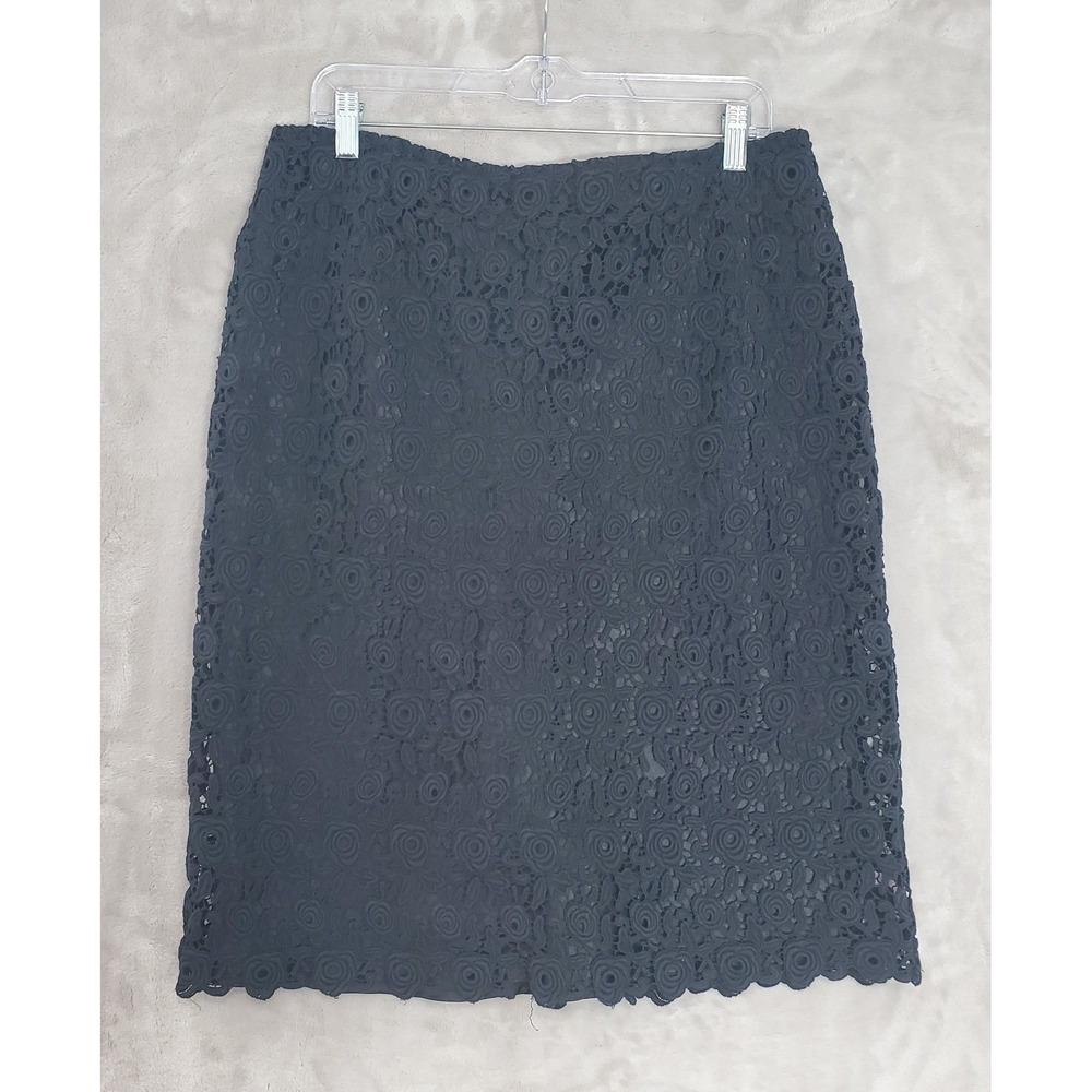 Pendleton Crochet Lace Pencil Skirt Womens 12 Black Roses Romantic Whimsygoth